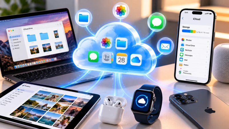 Схема роботи iCloud між Mac, iPad, iPhone і Apple Watch