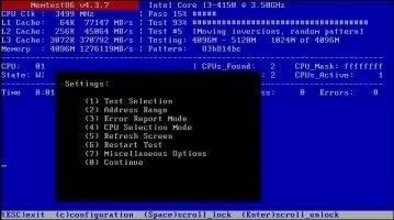 Memtest86+ Скриншот 2