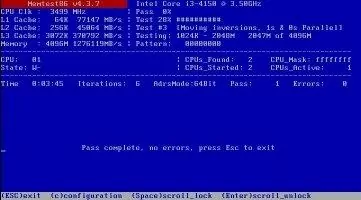 Memtest86+ Скриншот 4